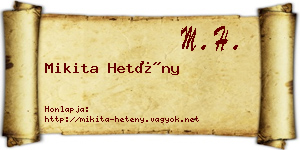 Mikita Hetény névjegykártya